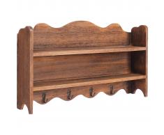 vidaXL Perchero de pared de madera marrón 50x10x30 cm