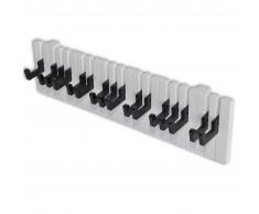 vidaXL Perchero de pared forma de teclado de piano 16 ganchos negros