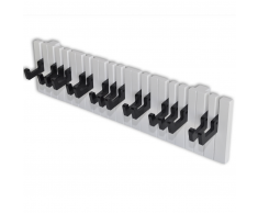 vidaXL Perchero para pared forma de teclado de piano 16 ganchos negros