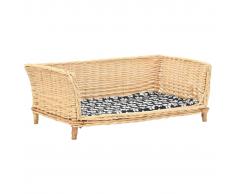 vidaXL Cesta para perros con cojín sauce natural 90x54x35 cm