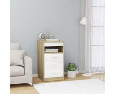 vidaXL Cajonera de aglomerado color blanco y roble Sonoma 40x50x76 cm