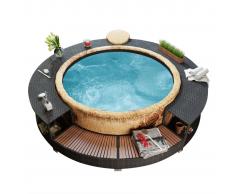 vidaXL Borde para jacuzzi spa de ratán sintético negro