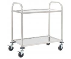 vidaXL Carrito de cocina de 2 alturas 107x55x90 cm acero inoxidable