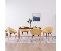 vidaXL Sillas de comedor 4 unidades tela amarillo