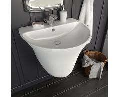 vidaXL Lavabo de pared de cerámica blanco 560x480x420 mm