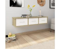 vidaXL Estante cajones pared aglomerado blanco y Sonoma 90x26x18,5 cm