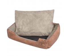 vidaXL Cama para perro con cojín PU cuero artificial talla XL beige