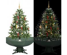 vidaXL Árbol de Navidad con nieve con base en paraguas verde 140 cm