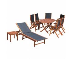vidaXL Set de muebles jardín 9 piezas madera acacia y textilene