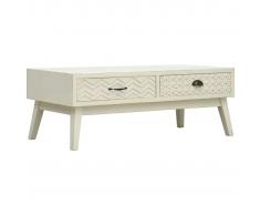 vidaXL Mesa de centro con 2 cajones tallados madera gris 110x50x40 cm