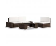vidaXL Juego de muebles de jardín 4 piezas ratán sintético marrón