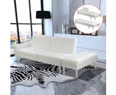 vidaXL Sofá cama de cuero artificial blanco
