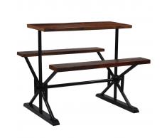 vidaXL Mesa de bar y bancos de madera maciza de acacia 120x50x107 cm