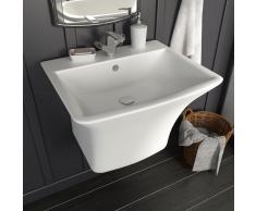 vidaXL Lavabo de pared de cerámica blanco 530x440x370 mm