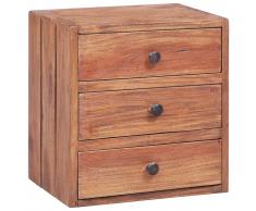vidaXL Mesita de noche 3 cajones madera maciza reciclada 35x25x35 cm