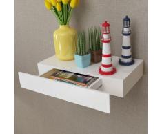 vidaXL Estante de pared flotante con un cajón MDF blanco