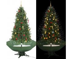 vidaXL Árbol de Navidad con nieve con base en paraguas verde 190 cm