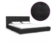 vidaXL Estructura de cama de cuero artificial negro 120x200 cm