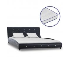vidaXL Cama con colchón viscoelástico cuero sintético negro 140x200cm