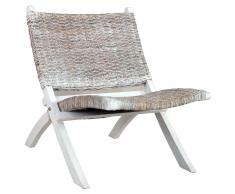 vidaXL Silla de ratán kubu natural y madera maciza de caoba blanco