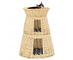 vidaXL Set cestas de gatos 3 uds. con cojines sauce natural 47x34x60cm