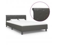 vidaXL Estructura de cama de cuero sintético gris 140x200 cm
