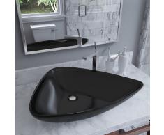 vidaXL Lavabo de cerámica triangular negro 645x455x115 mm