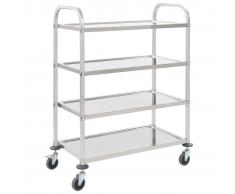vidaXL Carrito de cocina de 4 alturas 107x55x125 cm acero inoxidable