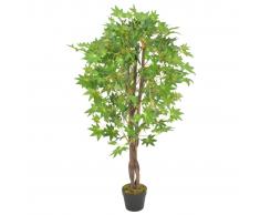 vidaXL Planta artificial árbol de arce con macetero verde 120 cm