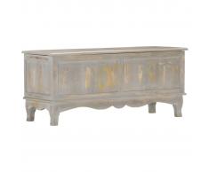 vidaXL Caja de almacenaje de madera maciza de mango gris 100x38x45 cm