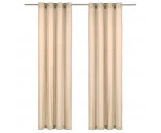 vidaXL Cortinas con anillas de metal 2 uds algodón beige 140x225 cm