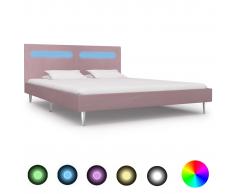 vidaXL Estructura de cama con LED tela rosa 160x200 cm