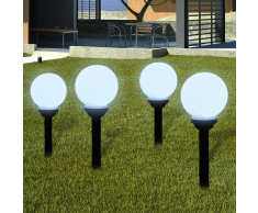 vidaXL Lámpara solar de bola LED de jardín 15 cm pica de tierra 4 uds
