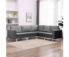 vidaXL Conjunto de sofás de 5 piezas tela gris oscuro