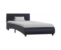 vidaXL Estructura de cama de cuero sintético negro 100x200 cm