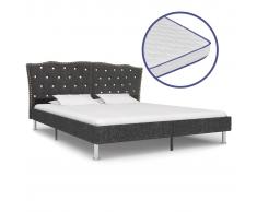 vidaXL Cama con colchón viscoelástico tela gris oscuro 160x200 cm