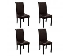 vidaXL Sillas de comedor 4 unidades cuero sintético marrón