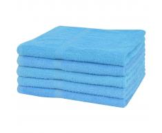 vidaXL Toallas de baño 5 uds. 100% algodón 360 g/m² 100x150 cm azul