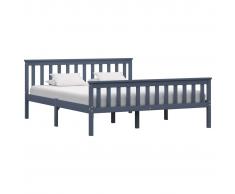 vidaXL Estructura de cama de madera maciza de pino gris 160x200 cm