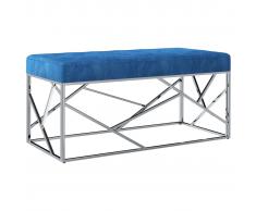 vidaXL Banco de acero inoxidable y terciopelo azul 97 cm