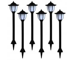 vidaXL Lámparas solares LED de exterior 6 unidades negras