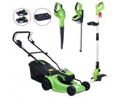 vidaXL Cortacésped sin cable con set herramientas eléctricas de jardín