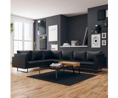 vidaXL Sofá de esquina cuero artificial negro