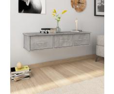 vidaXL Estante con cajones pared aglomerado gris hormigón 90x26x18,5cm