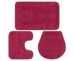 vidaXL Conjunto de alfombrillas de baño de tela 3 piezas fucsia