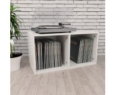 vidaXL Caja para discos de vinilo aglomerado blanco brillo 71x34x36cm