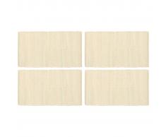 vidaXL Mantel individual 4 uds Chindi liso algodón color crema 30x45cm