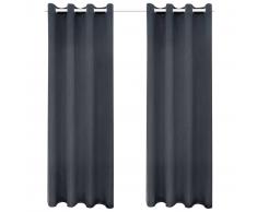vidaXL Cortinas opacas 2 piezas gris oscuro 140x245 cm