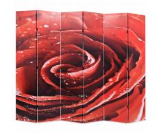 vidaXL Biombo divisor plegable 228x170 cm rosa roja
