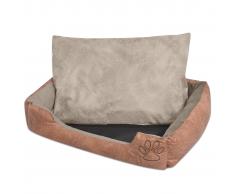vidaXL Cama para perro con cojín PU cuero artificial talla XXL beige